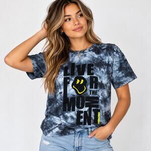 Smiley World Tie Dye Graphic Tee Medium Y2K Grunge Streetwear